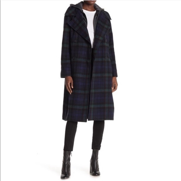 Avec Les Filles Jackets & Blazers - NWT Avec Les Filles Navy Plaid Print Coat